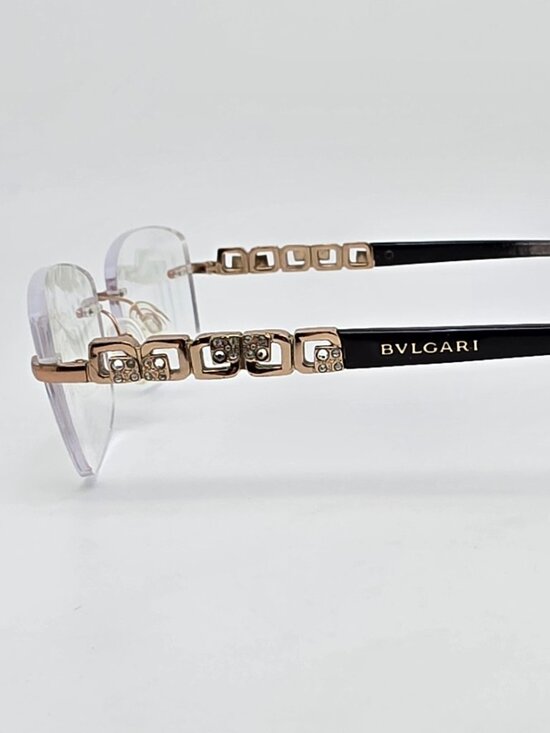 Bvlgari BV 2184B Gold Black Rhinestone Rimless Eyeglasses Frame Italy 52-17-140 main image 11
